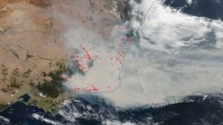 Satellite photo of bushfire created clouds over southeastern Australia.jpg